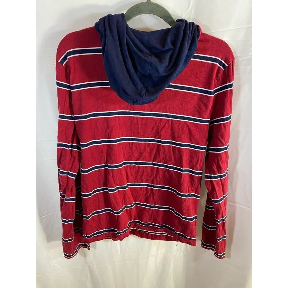 Old‎ Navy Sweater Boys Small Red Blue Striped Long Sleeve Drawstring Hoodie Kids